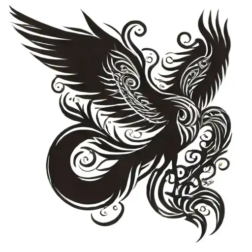 Burning Phoenix Bird Flying