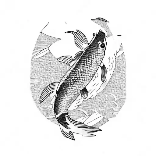 Japanese Mountain River And Koi Fish Landscape