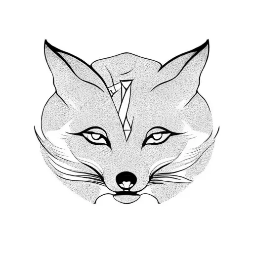 Fox And Cat Circling Like In Ying-yang Wrapped Around With Western Dragon