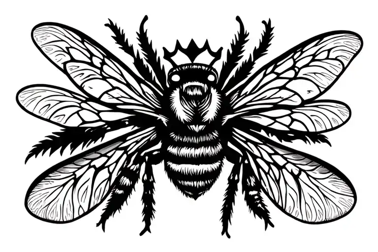 Bee With Crown With Polynesian Style