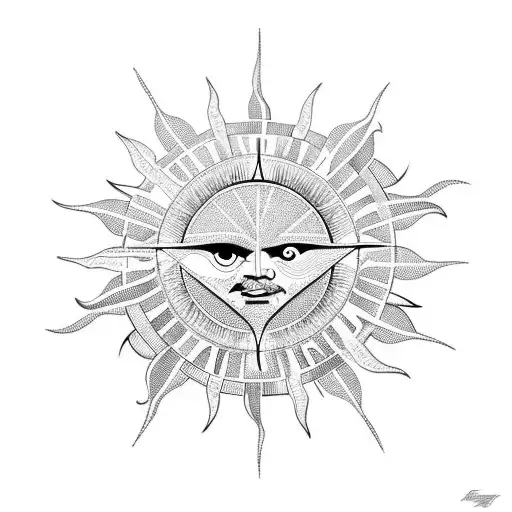 A Geometric Sun Design Incorporating Elements Of Wind And Sea