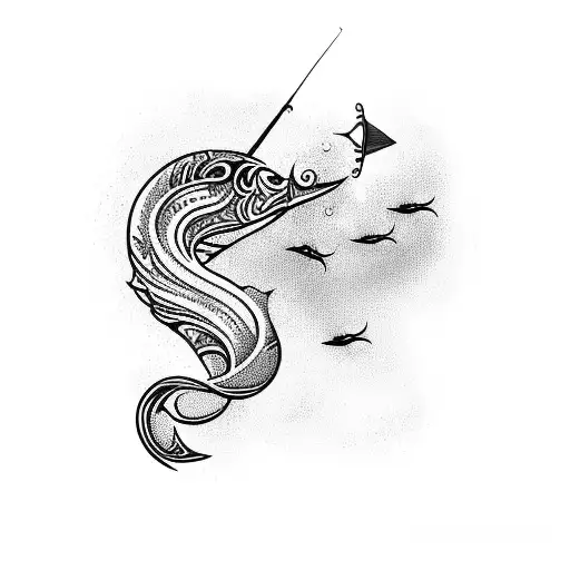 Sea Wave And Bodyboard Fins And Fishing