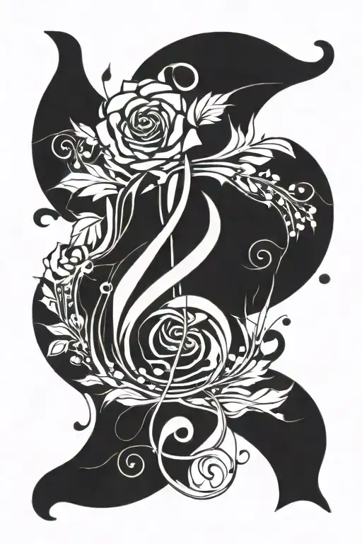 Roses Sparkles Music Note Intertwined