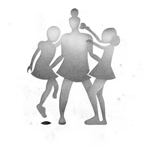 Dad With Is Two Little Girls