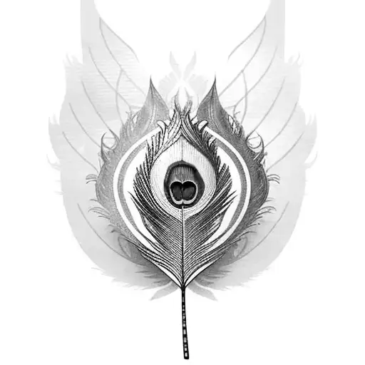 Peacock Feather In Between 2 Wings