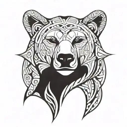 Woman's Face With Bear Outline