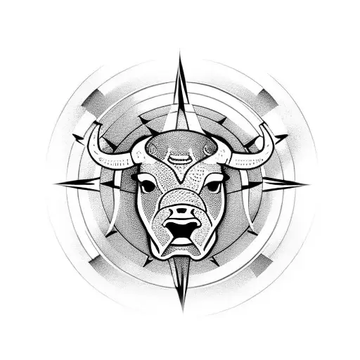 Bull Head With Compass