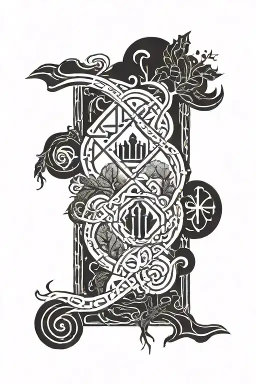 Old Slavic Runes With Nature Scene