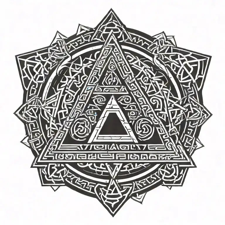 Valknut With Elder Futhark Runes Around It