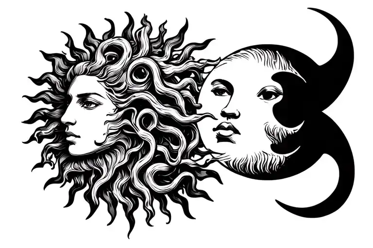 Sun And Moon And Medusa Head