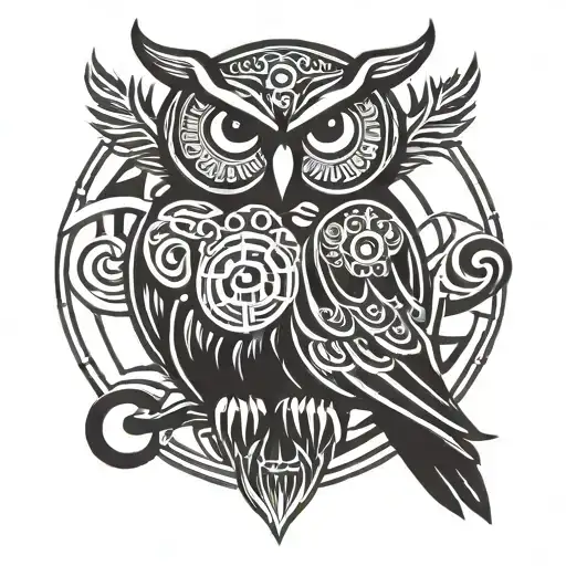 Owl And Sun Symbol Intertwined Infinity Symbols