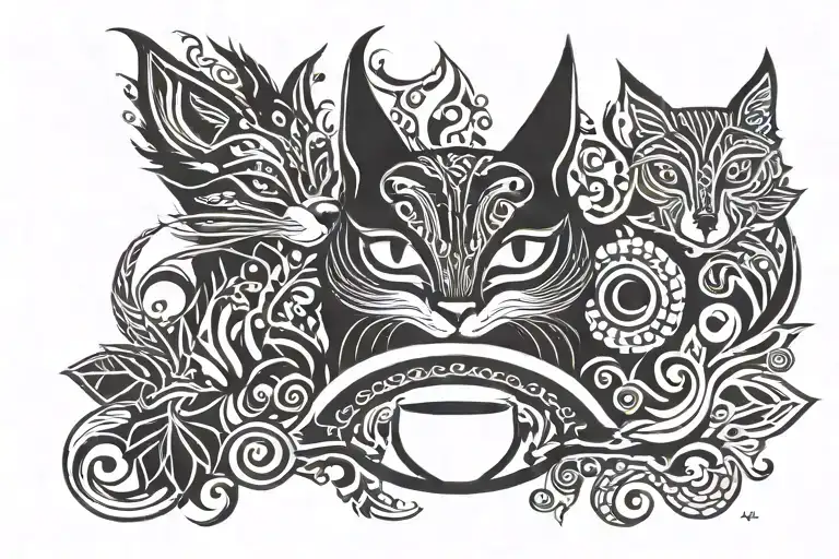 Smudge Bowl With Cat Fox And Owl In The Smoke