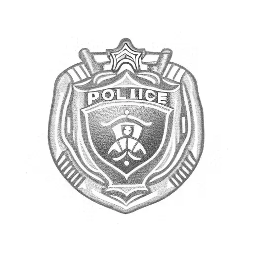 A Police Badge With A School Of Fish Swimming Around It