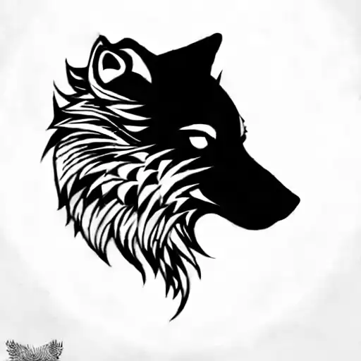 A Wolf Head Within A Forest