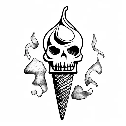 Ice Cream Cone With A Poison Skull Instead Of Ice Cream
