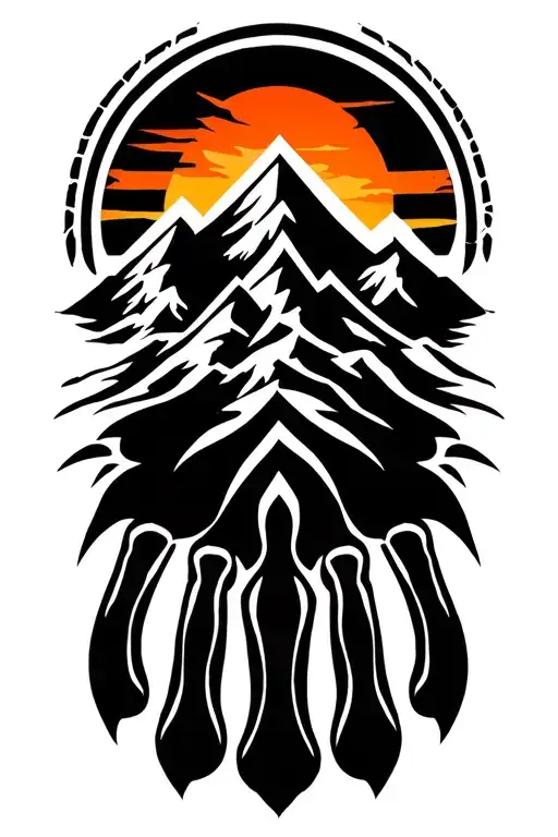 Father Symbol With Mountains And Bear Claw