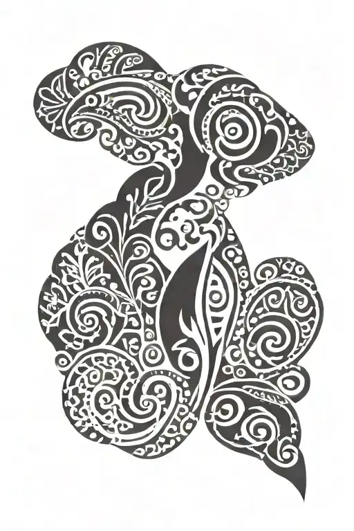 New Zealand Outline With Maori Design Inspired