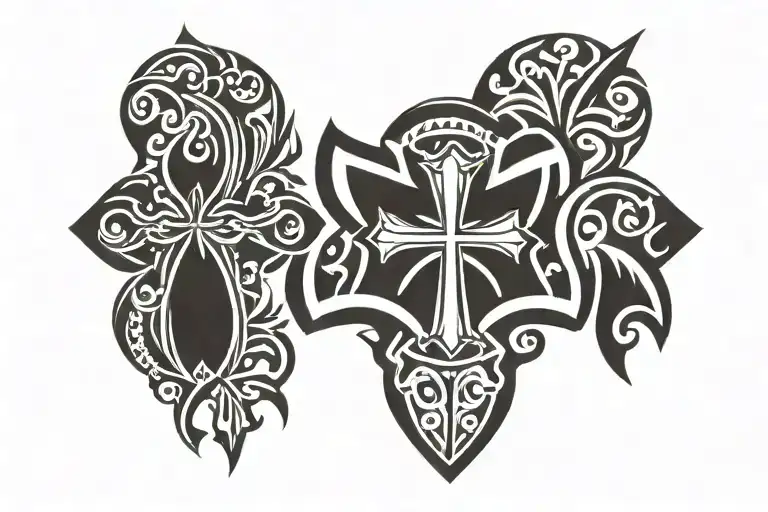 Hawaiian Tribal With Catholic Cross
