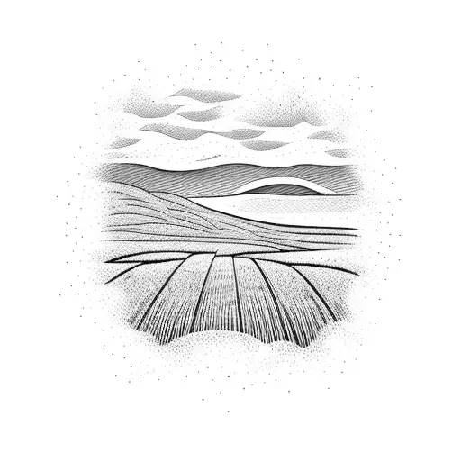 Wheat Field And Sea On A Horizon In Ukrainian And Nordic Style For Forearm Sleeve