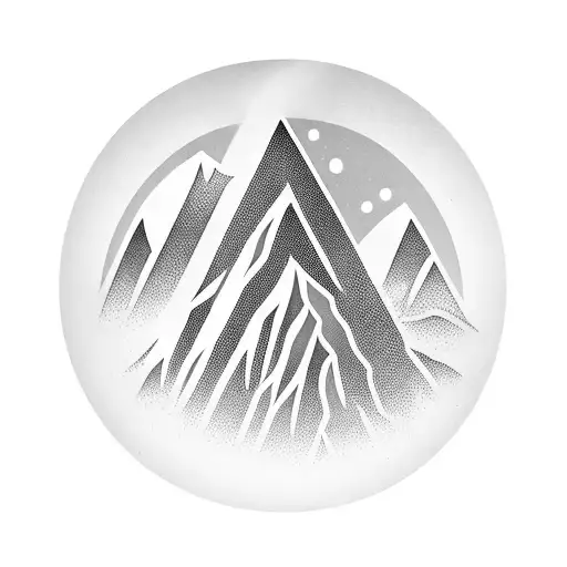 A Stylized Mountain Peak With A Film Projector Shining Light On It