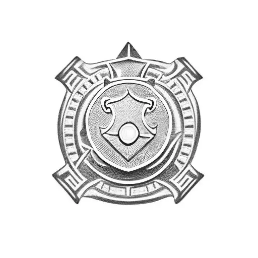 Police Badge Intertwined With Viking Axe And Shield Symbols In A Minimalist Design