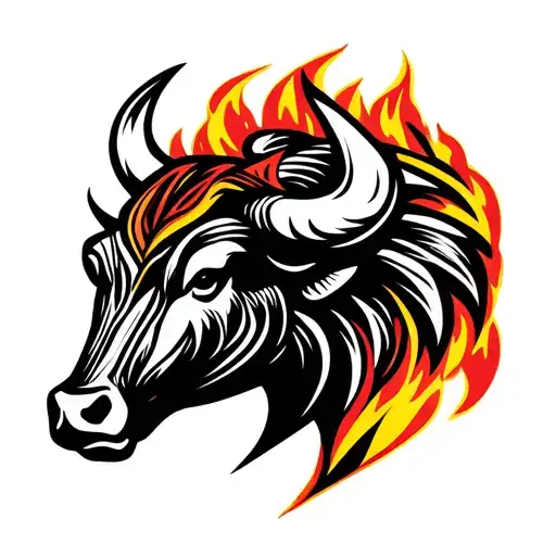 The Head Of The Bull In The Style Of The Trob With Fire