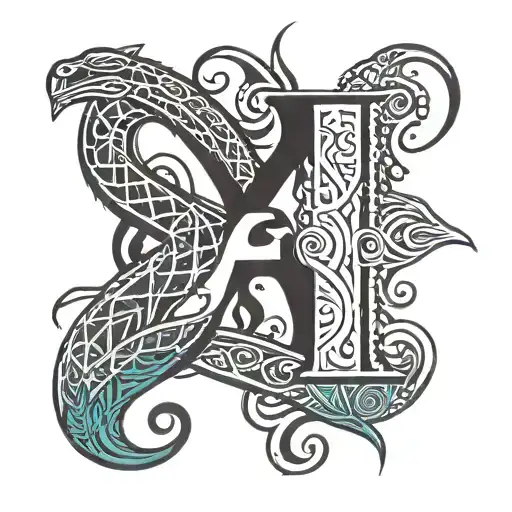 Letter E With A Snake Wrapping