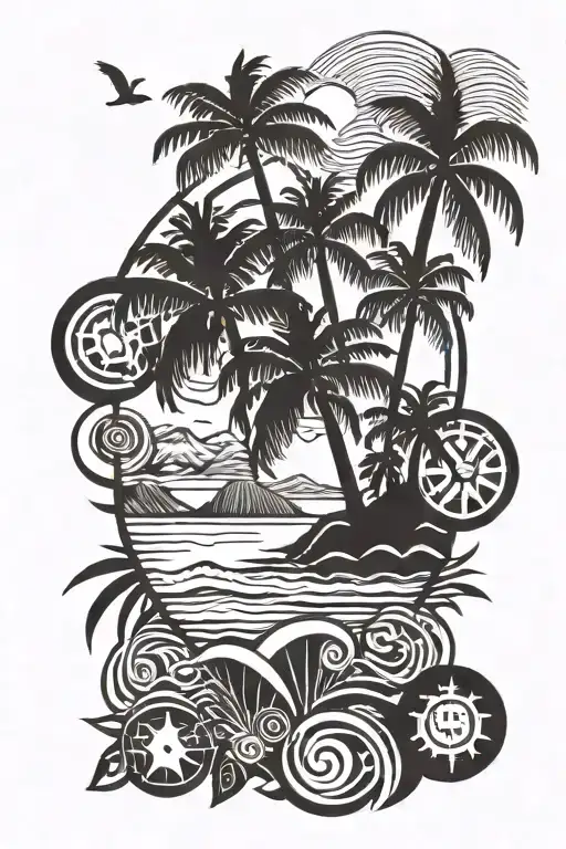 Acapulco Beach Scene With Palm