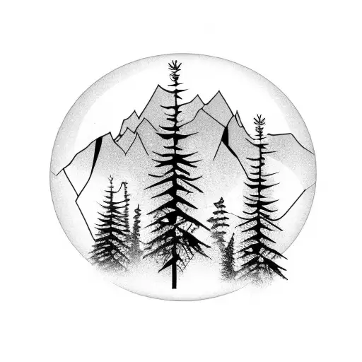 Forest Trees Mountains Right Side Chest