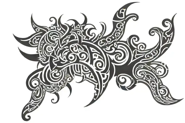 Tribal Style Tattoo For The Lower Abdomen In Black For Men