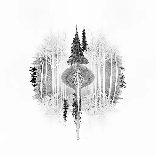 A Mystical Forest Scene With Bacteriophages Hidden Among The Trees