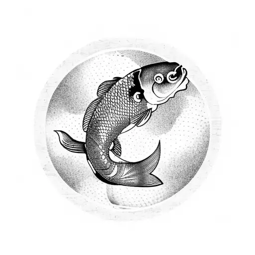 Koi Fish Swimming In A Circle In A Lotus Pond