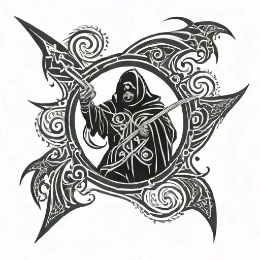 Maori Tribal Reaper Moonlight Stars Forming