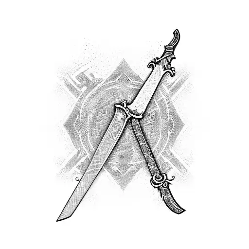 Sword With A Bisexual Pride Flag Draped On It