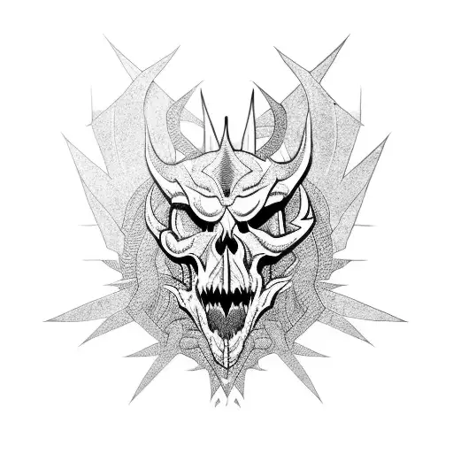 A Large Dragon Entwining The Skull Of Its Victim