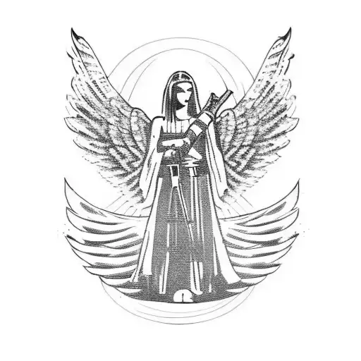 Angel Soldier Sword Knelt Down