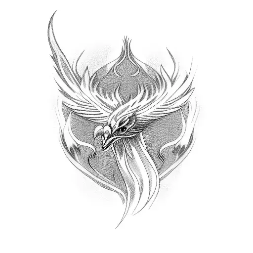 Side Profile Black Pheonix With Baby Blue Highlights As Flames