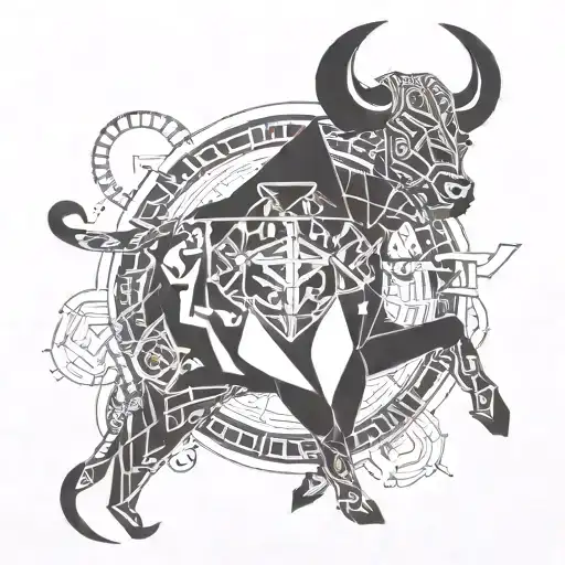 Combine A Taurus Zodiac Symbol With Medical Symbols In A Geometric Pattern