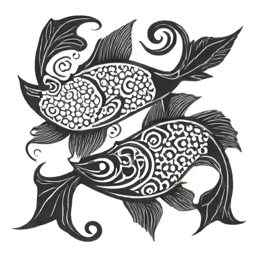 Tribal Yin And Yang Koi Fish