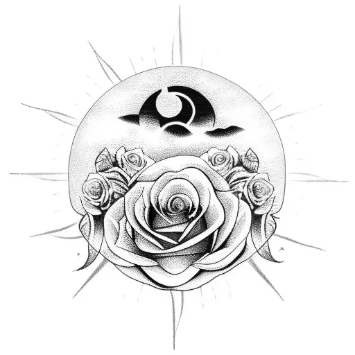 Sun And Moon With Rose Bouquet