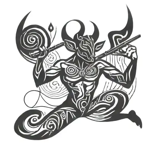 Abstract Minimal Dancer Satyr With Flute