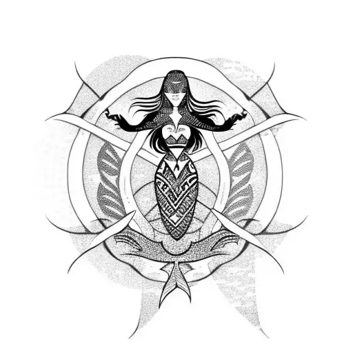 Mermaid With Polynesian Tribal