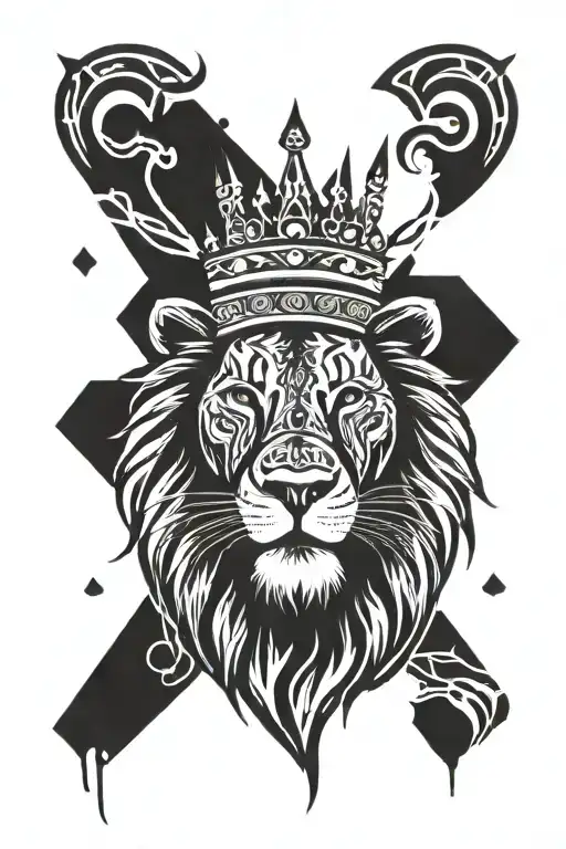 African Lion Wearing A Crown