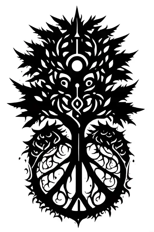 Iluminati Tree Of Life Peace Black And White