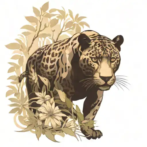 A Majestic Black Jaguar Prowling Through A Dense Forest Setting