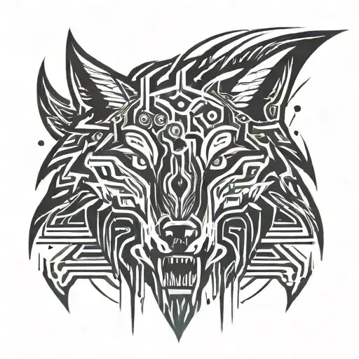 Futuristic Sci-fi Wolf Head