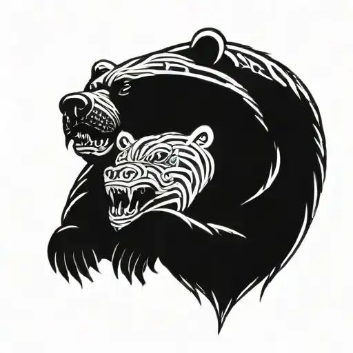 Bear Crushing A Snake Under It's Paw