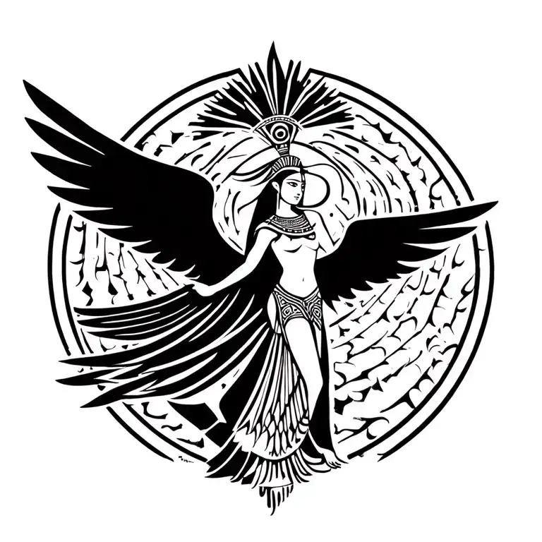 Egyptian Goddess With Wings Spread