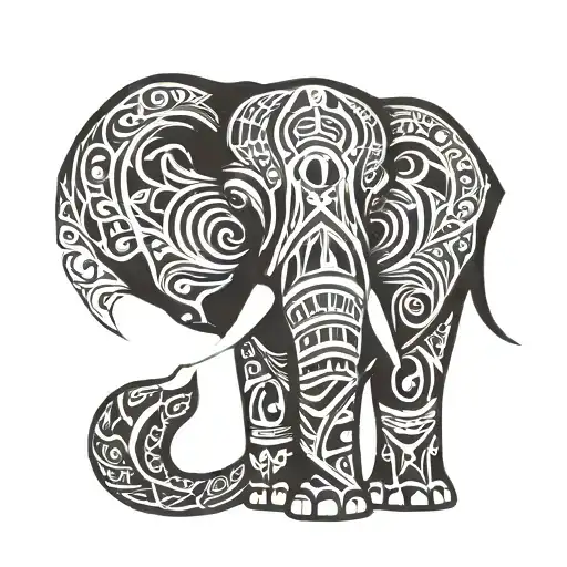 Elephant Head With Tribal Design