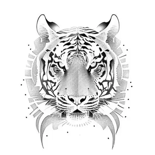 Sun With A Tiger In Center Shoulder